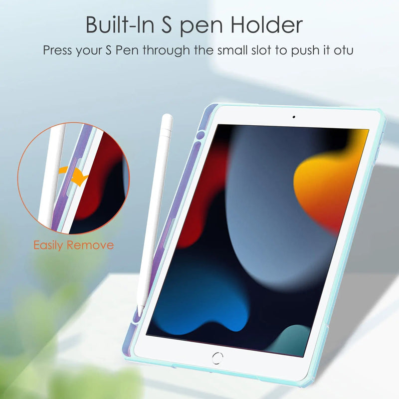 iPad 10.2 Case Cover Clear Back Pencil Holder Slot by salelink.co.nz