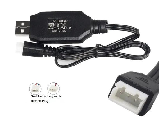 7.4V USB 3 pins Lithium Batteries Charging Cable for Car Drone or Helicopter by dealonline.co.nz