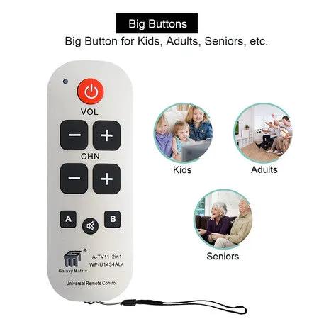 Big Button Simple TV Remote Universal Large Button Remote Control for Seniors by Eldertech