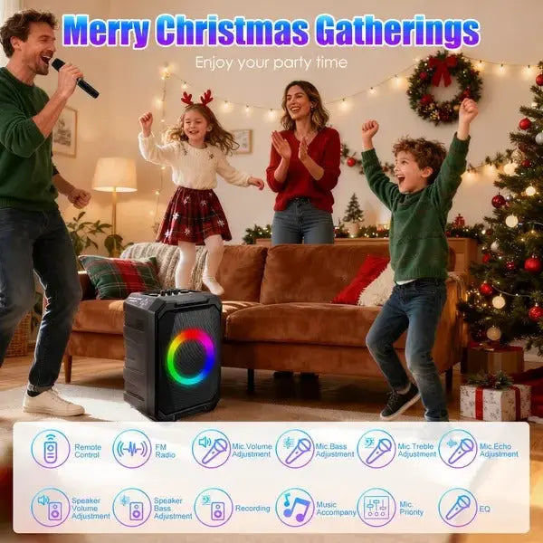 Action Outdoors Limited Portable Wireless Party Speaker with LED Light and Mics Portable Wireless Party Speaker with LED Light and Mics