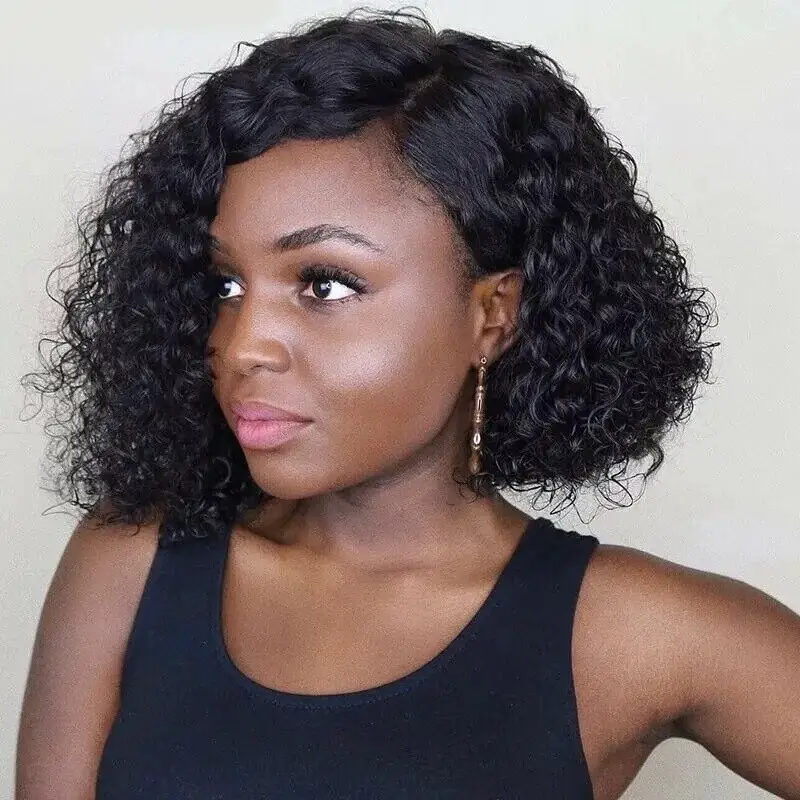Curly Wavy Short Wigs Dark Black Ladies Synthetic Costume Hair by dealonline.co.nz