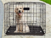 BLACK 70x50x60cm Pet Cage - 70CM Wide Collapsible Metal Pet Cage by dealonline.co.nz