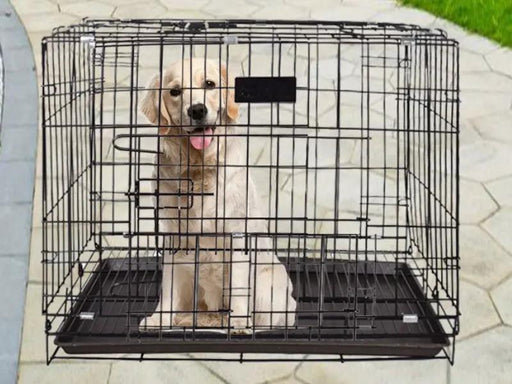 BLACK 70x50x60cm Pet Cage - 70CM Wide Collapsible Metal Pet Cage by dealonline.co.nz