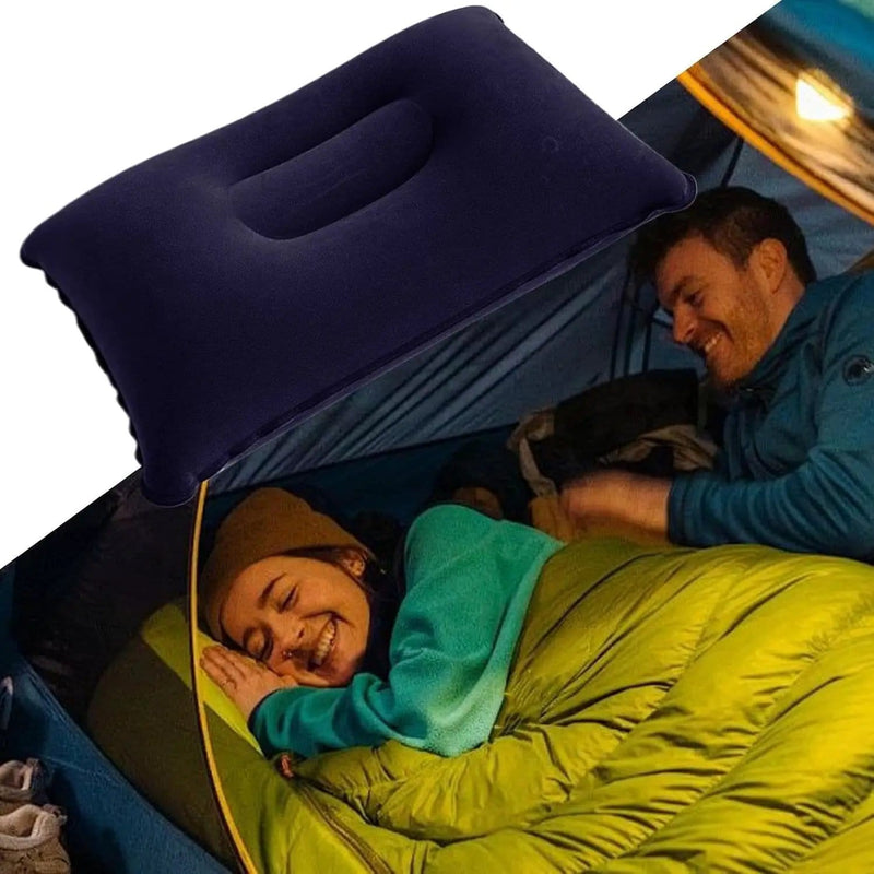 ECOTREK ECOTREK Inflatable Travel Pillow With Contoured Support And Velvet Finish ECOTREK Inflatable Travel Pillow With Velvet Finish