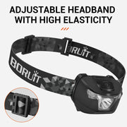 BORUiT BR01 White & Red LED Mini Headlamp 240LM 4-Mode Headlight Waterproof Camping Fishig Torch Powered By AAA Battery by China Dropship