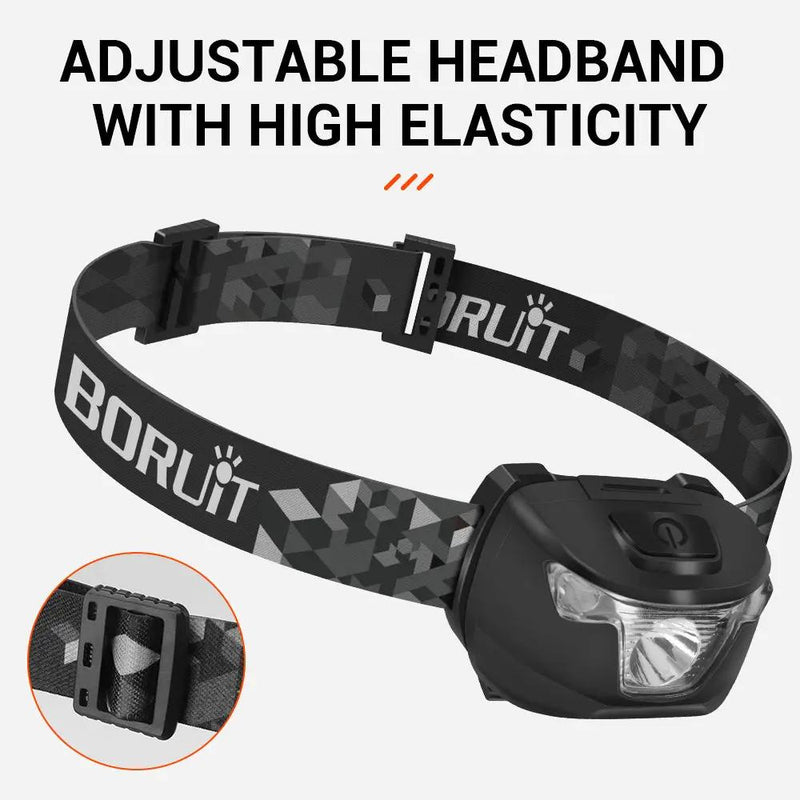 BORUiT BR01 White & Red LED Mini Headlamp 240LM 4-Mode Headlight Waterproof Camping Fishig Torch Powered By AAA Battery by China Dropship