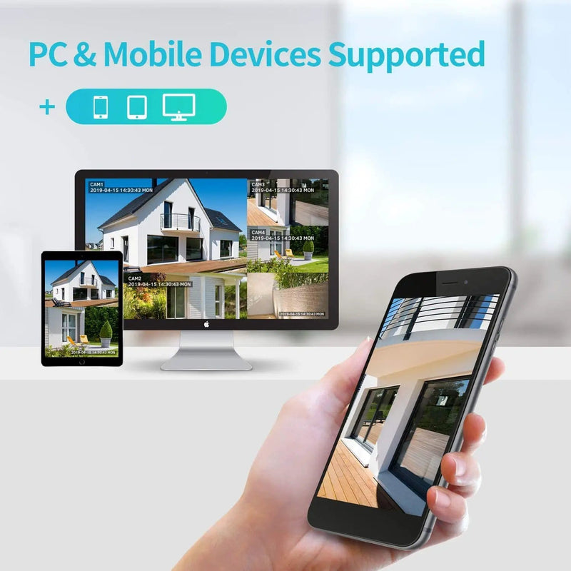 Include 1TB HDD 24hrs recording CCTV wireless security Camera NVR 4CH 1080P by Kiwi Grab