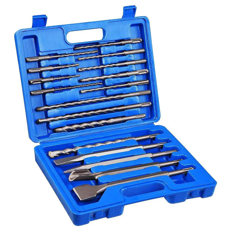 Rotary Hammer Drill Bits Set & Chisels Concrete Masonry Hole Tool 17pcs by salelink.co.nz