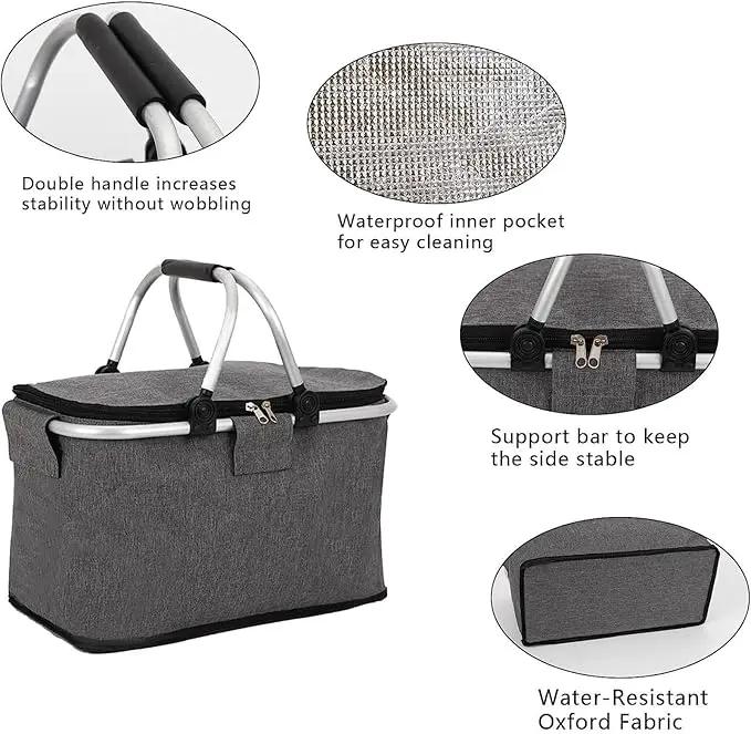 Ecotrek Insulated Picnic Lunch Bag - Large 20L Foldable Soft Cooler Bag JS33001 by ECOTREK