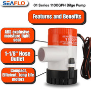 12V SEAFLO 1100GPH Bilge Submersible Water Pump by salelink.co.nz