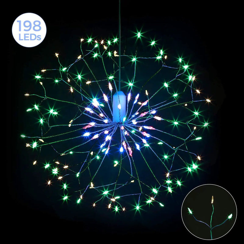 198 LED Hanging Starburst Firework Fairy String Light Lamp Party Xmas Decro by salelink.co.nz