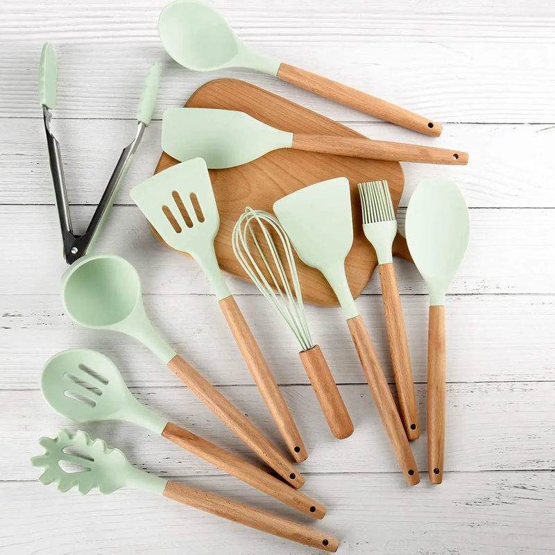 Mini Kids 12Pcs Silicone Utensils Cooking Kitchen Set Cookware BPA Free by salelink.co.nz