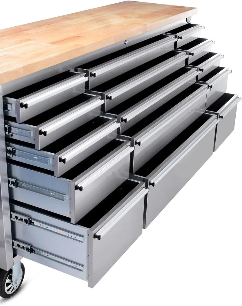 Kiwi Grab Kiwi Grab 72 Inch 15 Drawers stainless Steel Tool Chest workbench 72 Inch 15 Drawers stainless Steel Tool Chest workbench