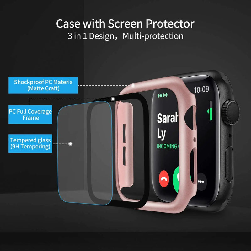 For Apple Watch 42mm Case+Tempered Glass Screen Protector Series 1 2 3 by salelink.co.nz