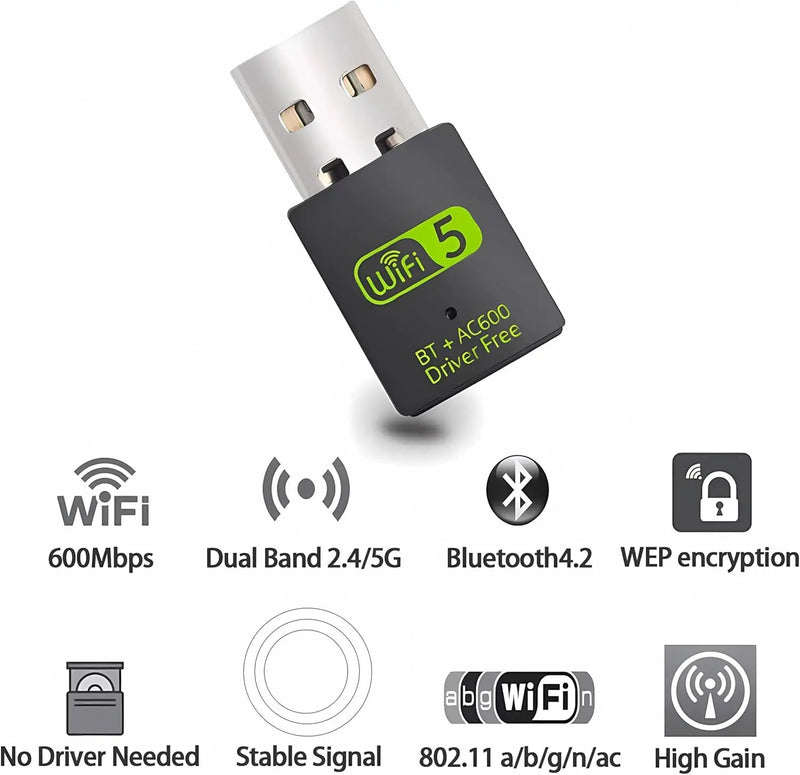 2 in 1 USB Bluetooth 5.0 WiFi Dongle Receiver Adapter by salelink.co.nz