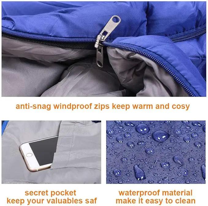 4-Season Adults Envelope Camping Sleeping Bag – Compact & Lightweight DYLF61327 by ECOTREK