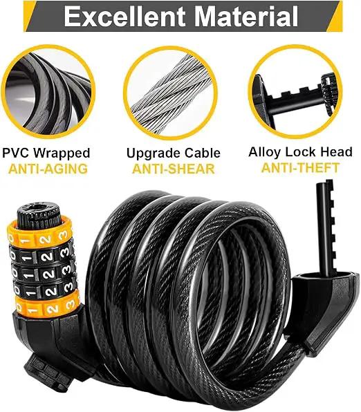 Ecotrek 5 Digit Lock Anti-Theft 120cm Cycle Cable Lock TG533815 by ECOTREK
