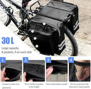 Ecotrek 30L Waterproof Bike Rear Rack Double Pannier Bag with Reflective Trim – Black JS76603 by ECOTREK