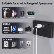 salelink.co.nz Unbranded USB Type C Wall Socket Power Point - Black USB Type C Wall Socket Power Point - Black | Action Outdoors NZ