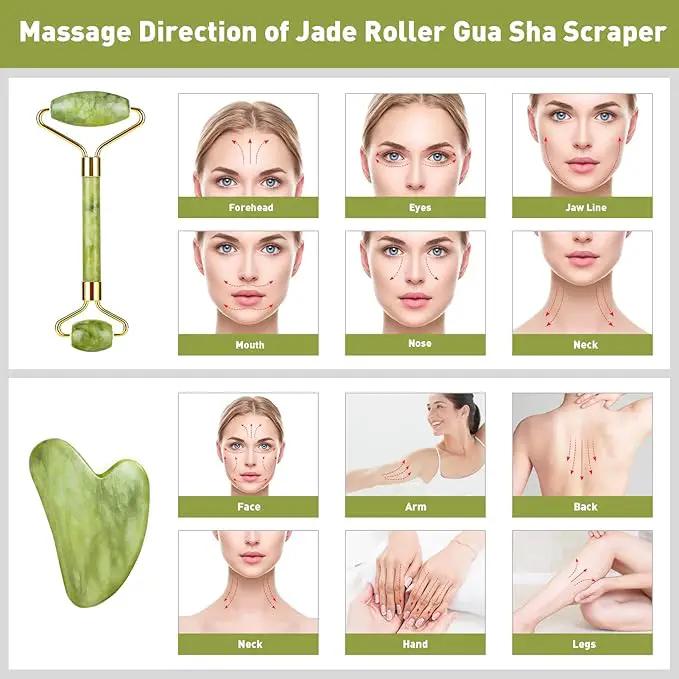Jade Roller and Gua Sha Massager Set by Poppy Gifts