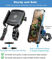 Motorcycle Motorbike Phone Mount Charger USB QC 3.0 36W Fast Charging Port by salelink.co.nz