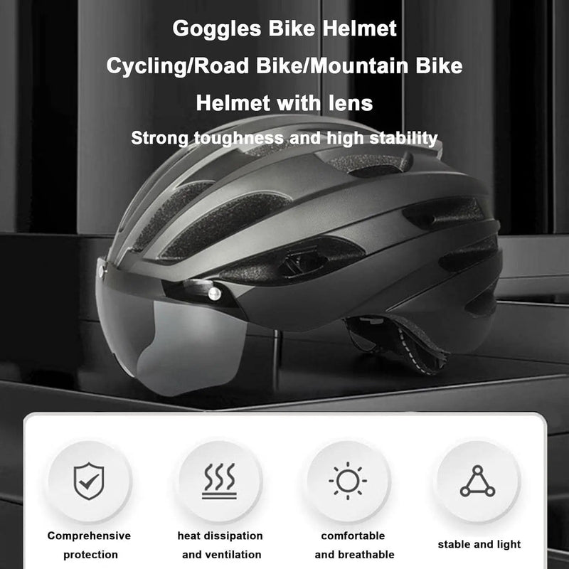 Ecotrek Adult Bicycle Helmet – Adjustable Cycling Helmet with Removable Goggles HT53107 by ECOTREK