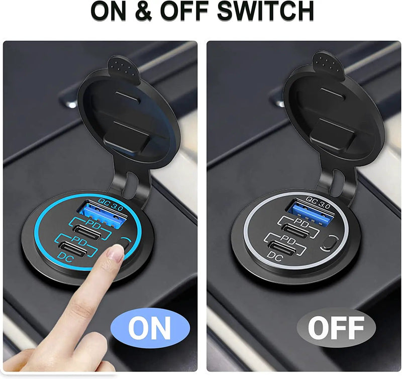 12V USB Outlet Type C Car Charger Socket Fast Charging by salelink.co.nz