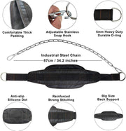 Weighted Chin Up Belt with Chain Dip Belt Powerlifting Strength Training Waist Back Support by salelink.co.nz
