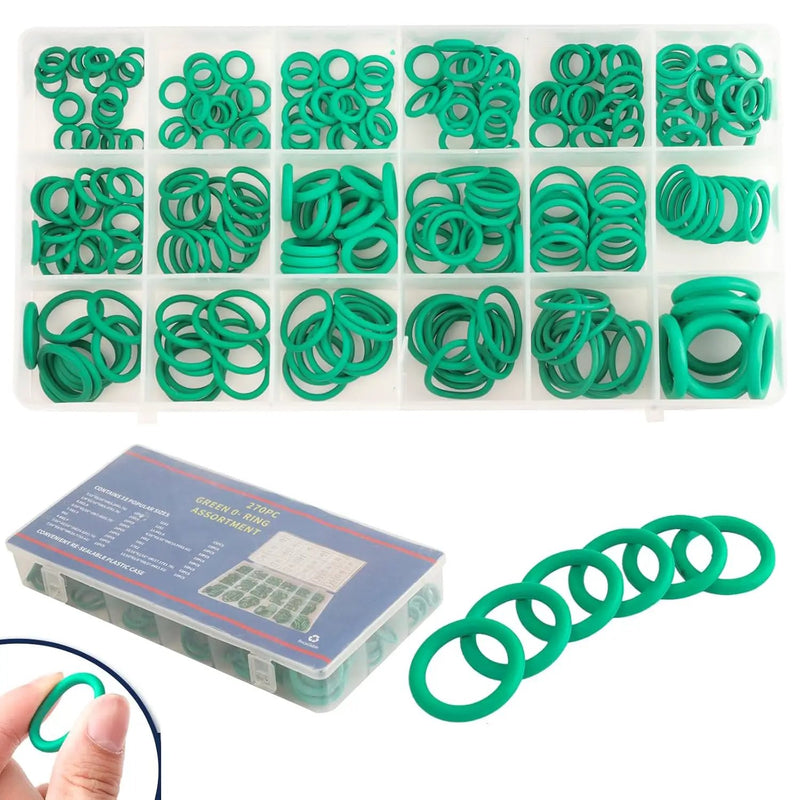 270pcs HNBR Green O Ring Assortment Imperial & Metric Rubber Washer Seal Kit by salelink.co.nz