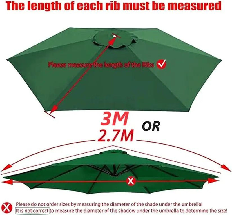 5 Colours 6-Arm/3M Parasol Replacement Cloth Round Garden Umbrella Cover by dealonline.co.nz