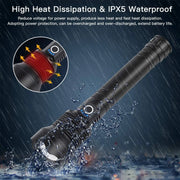 LED Torch Rechargeable High Lumens Flashlight with two 26650 Batteries by dealonline.co.nz