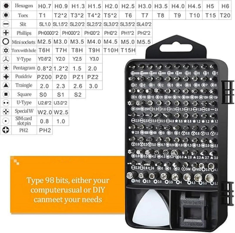 Magnetic Precision Screwdriver Set – 115 in 1 Multi Tool Kit for Electronics & DIY Repair DF5013 by ECOTREK