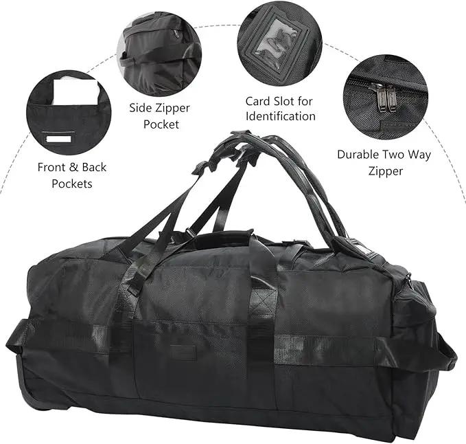 Ecotrek Rucksack with Wheels 80L Rolling Duffle Bag with Wheels 31" Foldable Travel Duffel Versatile 2-in-1 CP1234 by ECOTREK