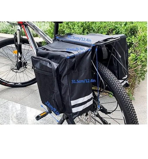 Ecotrek 30L Waterproof Bike Rear Rack Double Pannier Bag with Reflective Trim – Black JS76603 by ECOTREK