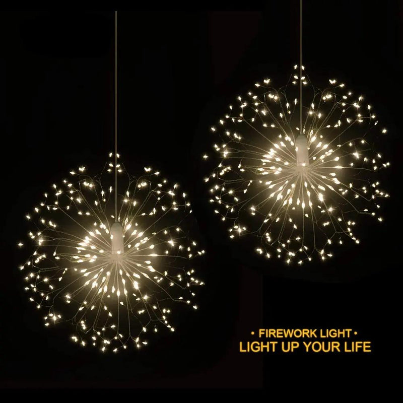 198 LED Hanging Starburst Firework Fairy String Light Lamp Party Xmas Decro by salelink.co.nz