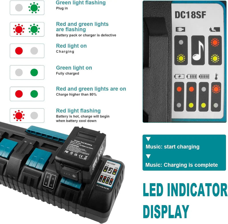 DC18SF 18V Lithium-Ion Rapid Optimum 4-Port Charger for Makita Lithium Battery by salelink.co.nz