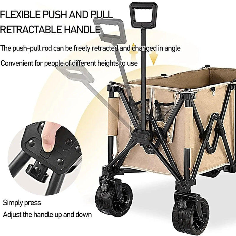 Heavy Duty Collapsible Trolley,Wagon Cart – Extra Large 260L, All-Terrain Wheels LJ1113 by ECOTREK