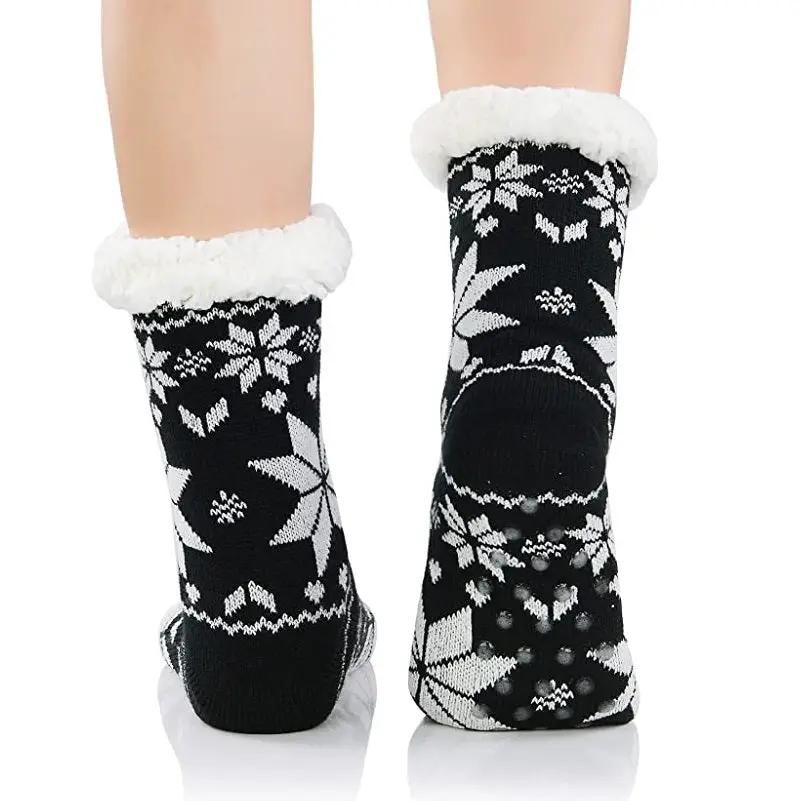 4 Pairs Womens Slipper Fuzzy Socks Winter Super Warm Soft Socks with Grippers by dealonline.co.nz