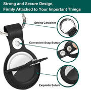 AirTag PU Leather Case Keyring - Black by salelink.co.nz