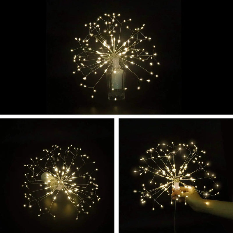 198 LED Hanging Starburst Firework Fairy String Light Lamp Party Xmas Decro by salelink.co.nz