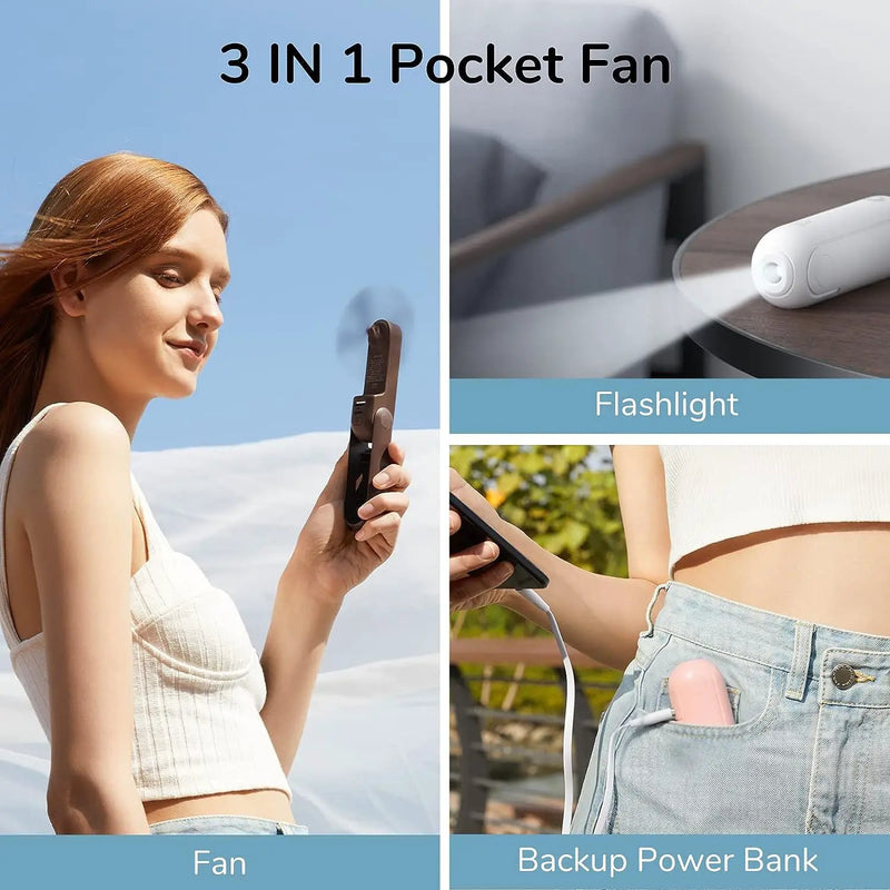 Mini Fan with Power Bank, Flashlight by salelink.co.nz