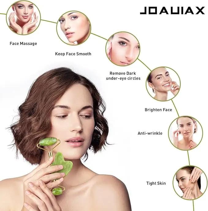 Jade Roller and Gua Sha Massager Set by Poppy Gifts