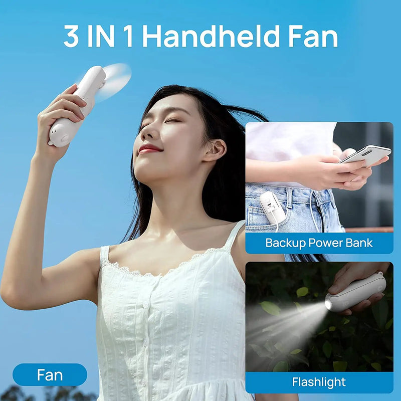 Mini Fan with Power Bank, Flashlight by salelink.co.nz