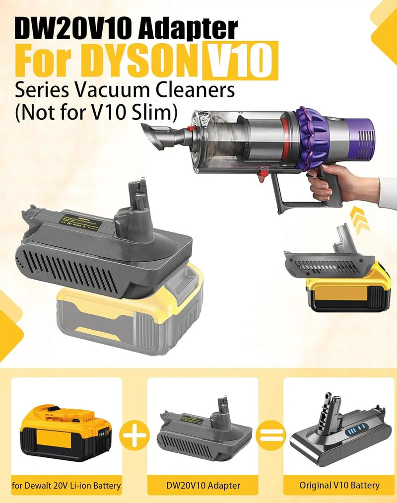 Dewalt 18V 20V Battery Adapter Converter To Dyson V10 Battery by salelink.co.nz