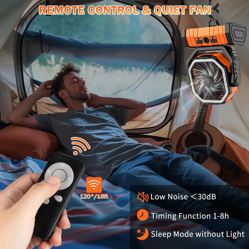 Camping Fan with LED Lantern by salelink.co.nz
