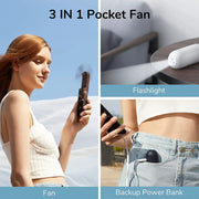 Handheld Mini Fan Portable USB Pocket Fan with Power Bank, Flashlight by salelink.co.nz