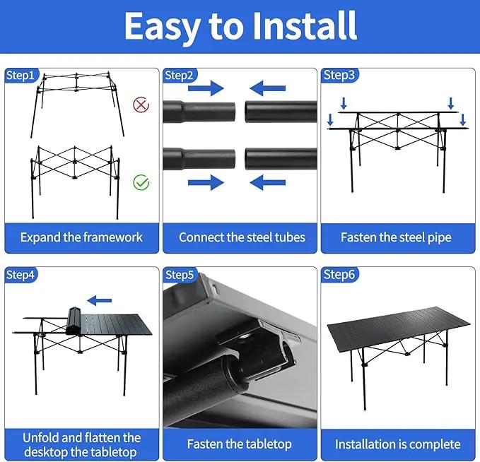 120 cm Portable Folding Camping Table – Roll-Up Outdoor Cooking & Picnic Table ZF1409 by ECOTREK
