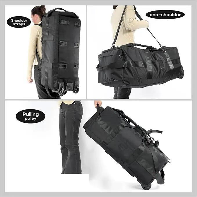 Ecotrek Rucksack with Wheels 80L Rolling Duffle Bag with Wheels 31" Foldable Travel Duffel Versatile 2-in-1 CP1234 by ECOTREK