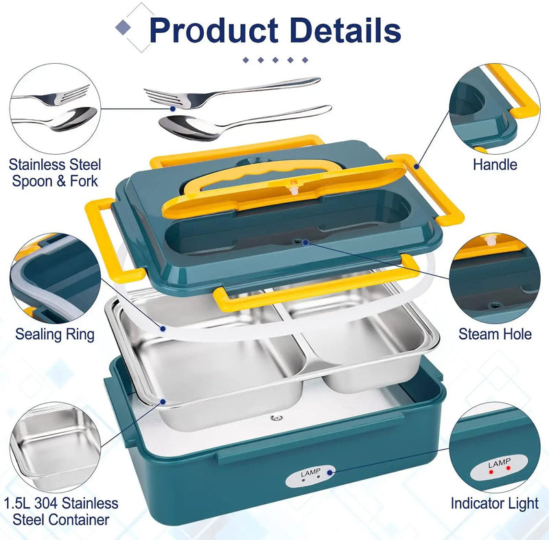 Portable Electric Heated Heating Lunch Box Bento Food Warmer 12V by salelink.co.nz