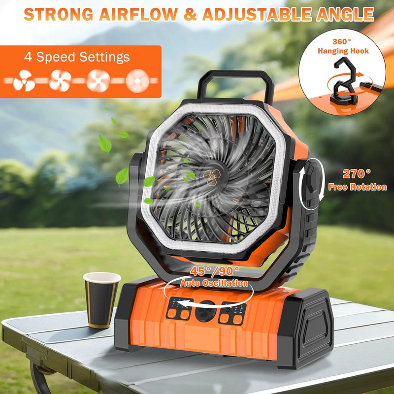 Camping Fan with LED Lantern by salelink.co.nz